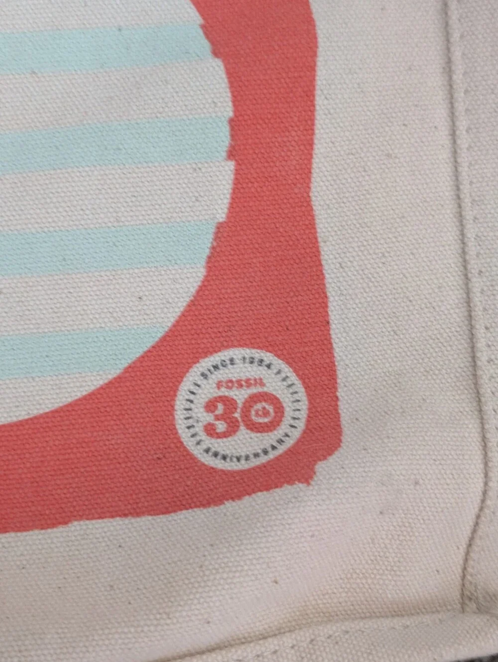 Fossil Canvas Tote Bag with Geometric Circles Design 30th Anniversary Edition
